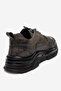 Men's Thick Sole Lace-Up Sneaker Shoes Real Leather Mc 23373 Khaki - 4