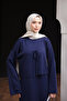 Navy Blue Mercerized Knitwear Cardigan Dress Double Combination Set - 3