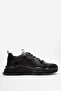 Men's Thick Sole Lace-Up Sneaker Shoes Real Leather Mc 23373 Black