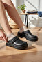 Thick Sole Orthopedic Black Hospital Slippers – Sabo Slippers with Adjustable Buckle