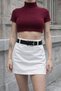 Wide Belt Detailed Short Skirt