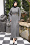 Smoked Chain Belted Ruffled Seersucker Dress