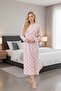 Women's Powder Buttoned Floral Patterned Long Sleeve Cotton Plus Size (Oversized) Relaxed Cut Nightgown - 7