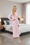 Women's Powder Buttoned Floral Patterned Long Sleeve Cotton Plus Size (Oversized) Relaxed Cut Nightgown - 6