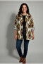 Women's Single Pocket 4/3 Sleeve Ethnic Patterned Thick Lumberjack Jacket Shirt - 2