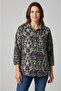 Women's Single Pocket 4/3 Sleeve Ethnic Patterned Thick Lumberjack Jacket Shirt