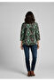 Women's Single Pocket 4/3 Sleeve Ethnic Patterned Thick Lumberjack Jacket Shirt - 4