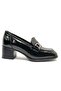 Azure Genuine Leather Women's Heeled Shoes Black-Patterned - 2