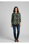 Women's Single Pocket 4/3 Sleeve Ethnic Patterned Thick Lumberjack Jacket Shirt