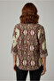 Women's Single Pocket 4/3 Sleeve Ethnic Patterned Thick Lumberjack Jacket Shirt - 4