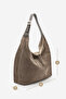 Women's Genuine Leather Shopper Zippered Shoulder Bag Avelin Mink Suede - 4