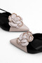 Women's black and beige ballet flats pointed-toe ballet flats chain-detail slingback ballet flats backless ballet flats - 4