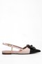 Women's Beige and Black Babet Pointed Toe Babet Chain Detailed Slingback Ballerinas Open Back Ballerinas