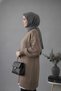 Women's Mink Crew Neck Long Balloon Sleeve Oversize Soft Knitwear Tunic Sweater - 3
