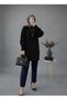 Women's Black Crew Neck Balloon Sleeve Oversize Comfortable Fit Knitwear Tunic Sweater