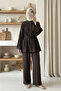 Hakim Lapel Collar Pleated Crepe Suit - Dark Brown - 2