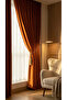 Orange Velvet Island Background Curtain – 1/2.5 Medium Pleated (V-36) - 3