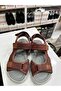 Genuine Leather Claret Red Orthopedic Velcro Boys' Sandals - 2