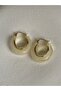 Gold Color Cream Resin Hoop Earrings (2 cm) - 4