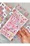 Scrapbook Transparent 4 Pieces Pink Flower Butterfly Pet Sticker/Label/Bullet/Journal