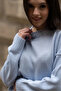 Women's Blue Crew Neck Balloon Sleeve Oversize Knitwear Sweater - 6
