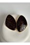 Gold Color Dark Brown Enamel Big Earrings (6.7 cm) - 3