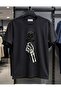 Play Wear Unisex Round Neck Printed T-Shirt with Skeleton Black Rose Design