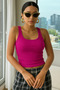 Women's Fuchsia Camisole Fabric Wide Strap Crop Blouse - 5