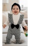 Baby Girl 2-Piece Set Black and White Houndstooth Salopet and Blouse - 2