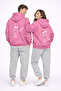 Robot Printed Lover's Combination Oversize Hoodie Set for Women and Men Unisex Pink