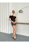 Rose Detailed Lace Evening Dress Blouse - Black |   D2749 - Black - 2