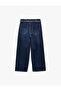 High Waist Cotton Belted Short Wide Leg Denim Trousers - Wide Leg Jean - 3