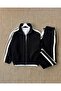 Men's Striped Tracksuit Set with Wool Inside, Premium Oversize - 2