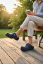 Thick Sole Orthopedic Navy Blue Hospital Slippers – Sabo Slippers with Adjustable Buckle - 3