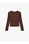 Cotton Slim Fit Long Sleeve T-Shirt with Stitching Detail and Crew Neck - 3