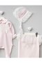 Angela 3-Piece Hat Lace Detail Organic Hospital Discharge Set 100% Cotton Newborn Baby Girl - 6