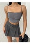 Women's Gray Strappy Sandy Crop Blouse