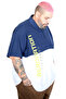 Mode XL Large Size Men's Parted Polo Collar T-Shirt 25318 Indigo - 2