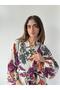 Mini Wrap Blouse Kimono Women White Orange - 3