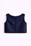 Girl's Navy Blue Crop Party, Special Occasion, Birthday Combination Bustier - 2