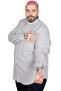 Mode XL Large Size Men's Long Sleeve Linen Pocket Shirt 20386 Gray - 3