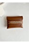 100% Genuine Leather Handmade Beige Stripe Patterned Card Holder Wallet – Minimalist Men's & Women's Card Holder - 2