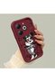 Tecno Spark 20/20C Compatible Claret Red Silicone Shockproof Lens Protected Mickey Pattern Case