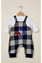 Plaid Car Patterned Baby Boy Salopet 2-Piece Set 2204 - 2