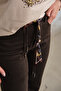 Women's Flared Trousers with Scarf Brown - 5