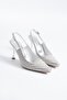 Yatlika open back woven stone embellished women's evening shoes - silver satin - 2