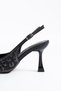 Elfirte Floral Stone Women's Evening Dress Heeled Shoes Black - 3