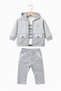 Baby Boy Plaid Detailed Hooded Zippered 3-Piece Set