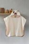 Baby Poncho Bath and Beach Towel 100% Cotton with Hood and Embroidered Figures - Bear Cream - 2