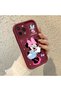 iPhone 14 Pro Max Compatible Burgundy Silicone Shockproof Case with Lens Protection and Mickey Pattern
